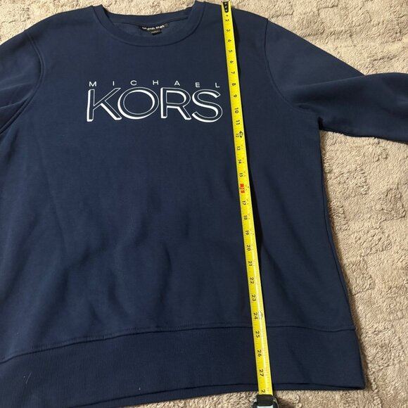 Like New Men's Michael Kors Navy Blue Logo Cotton Blend Crewneck Sweatshirt L - Picture 10 of 10